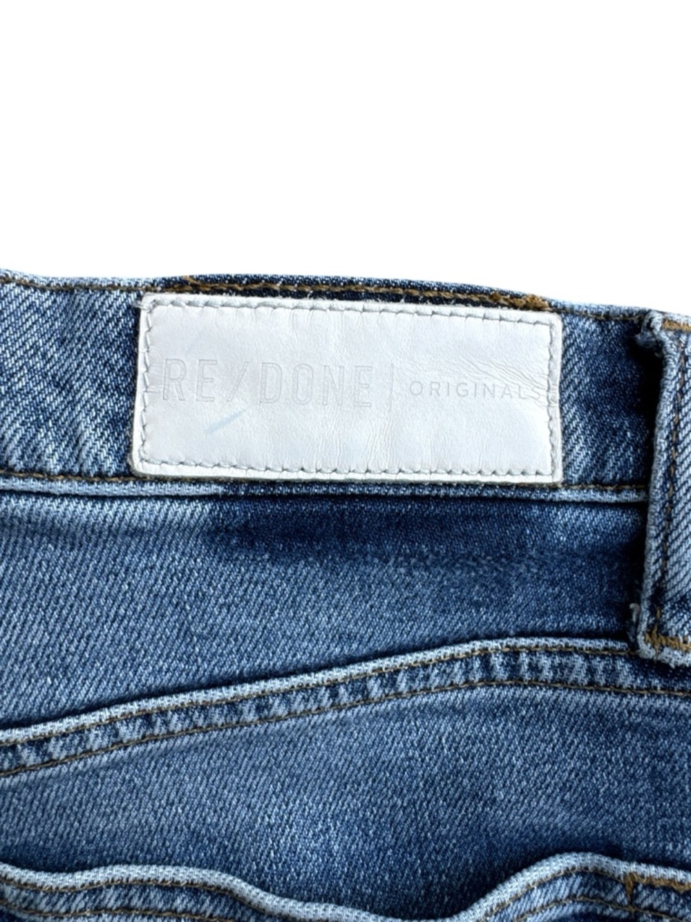 RE/DONE Originals High Rise Stove Pipe Jeans Size 28 Cropped Raw Hem Light Wash - Picture 5 of 7